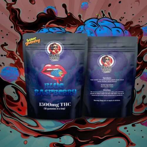 Mama Anne’s Edibles – Blue Raspberry Gummy – 1500mg THC