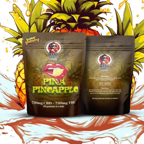 Mama Anne’s Edibles – Pina-Pineapple Gummy – 1:1 (750mg CBD + 750mg THC)