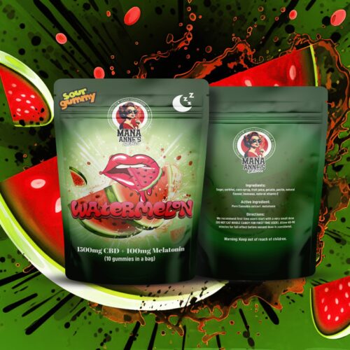 Mama Anne’s Edibles – Watermelon Gummy – 1500mg CBD + Melatonin (Sleep Gummy)